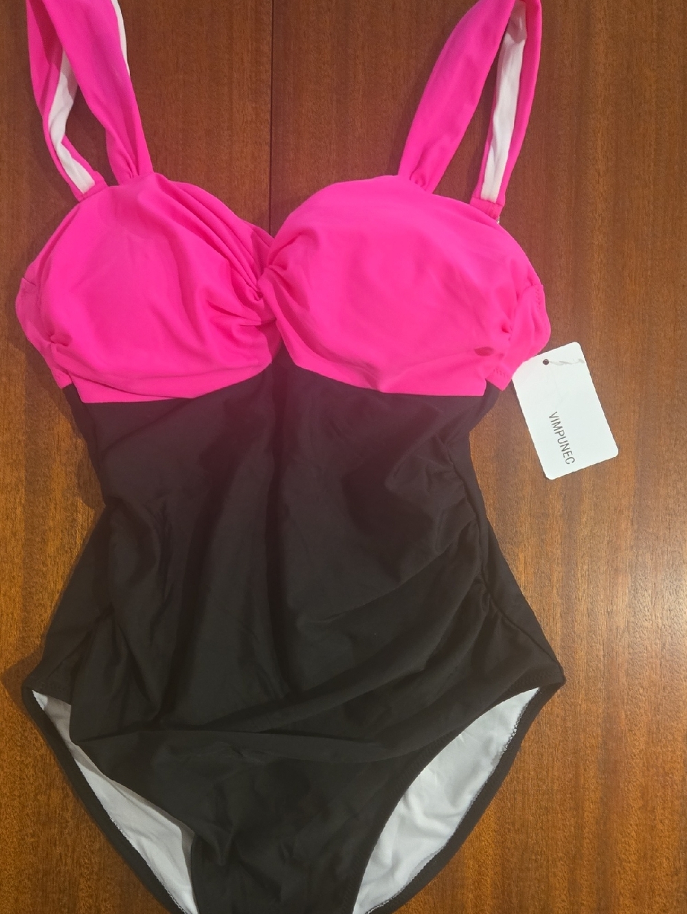 Vivid Pink & Black Twist-Front One-Piece Swimsuit